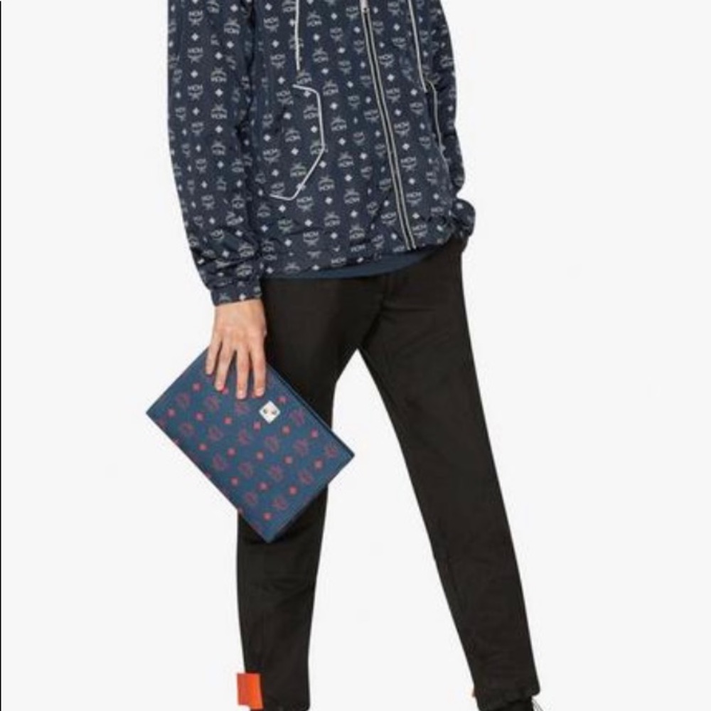 MCM Visetos Deep Blue Sea Pouch (Medium)